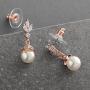 Mariell Rose Gold Wedding Earrings with Pearl Drops and Marquis CZ