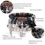 FIBO STEEL 8 Pcs Bohemian Stackable Wood Beads Bracelets for Women Boho Multilayer Stretch Bracelet Set Statement Tassel Bangles