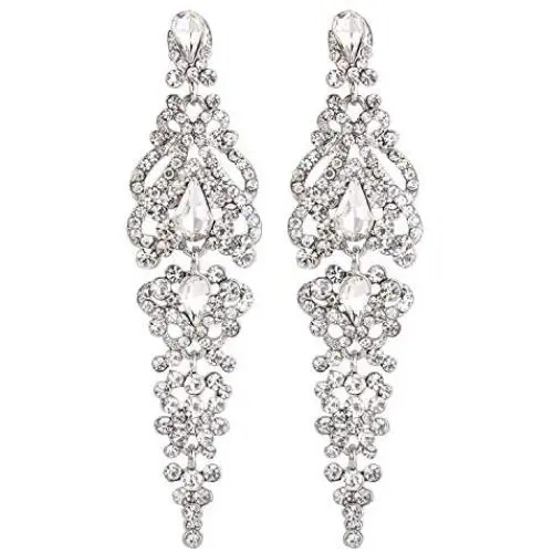 BriLove Womens Wedding Bridal Crystal Cluster Teardrop Dangle Earrings BriLove Womens Wedding Bridal Crystal Cluster Teardrop Dangle Earrings