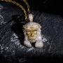 TOPGRILLZ Men 14K Gold Plated Iced Out CZ Simulated Diamond Crown Jesus Piece Pendant Necklace
