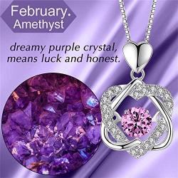 XVX Beating Double Heart Necklace 925 Sterling Silver with White Gold Plated Cubic Zirconia Birthstone Pendant Forever Love Necklaces Jewelry Gifts for Women Girl