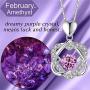 XVX Beating Double Heart Necklace 925 Sterling Silver with White Gold Plated Cubic Zirconia Birthstone Pendant Forever Love Necklaces Jewelry Gifts for Women Girl