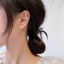 Ear Wrap Earrings - Elegant Crystal Craved Gold-tone Crawler Hook Earrings Classic Rhinestone Piercing Ear Cuff for Women Girls Wedding Delicate Wire Needle Studs Earrings