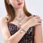 Silver/18k Gold Plated Chunky Charm Stainless Steel Heart Chain Choker Bracelet and Necklace Set for Womens Girls Fashion Valentine Jewelry Set