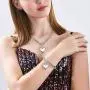 Silver/18k Gold Plated Chunky Charm Stainless Steel Heart Chain Choker Bracelet and Necklace Set for Womens Girls Fashion Valentine Jewelry Set