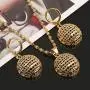 24k Gold Jewelry Set Necklace Earrings Pendant African Round Beads Jewelry Set for Women