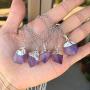 Amethyst Gemstone Necklace 18 inch Free Form Healing Crystals Chakra Stone Jewelry Women Girls Birthday Mothers Gifts