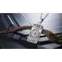 4ZOM Silver Stainless Steel X Wheel of Fortune Tarot Card Pendant Necklace