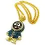 Shiny Jewelers USA Mens Iced Out Gold Silver Eskimo Pendant Box, Rope Cuban Link Chain Necklace Shiny Jewelers USA Mens Iced Out Gold Silver Eskimo Pendant Box, Rope Cuban Link Chain Necklace