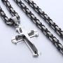 Trendsmax Cross Pendant Necklace Mens Boys Stainless Steel Gold Silver Byzantine Chain 22 24 26 28 30inch