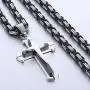 Trendsmax Cross Pendant Necklace Mens Boys Stainless Steel Gold Silver Byzantine Chain 22 24 26 28 30inch