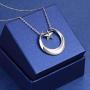 FLYOW S925 Sterling Silver Crescent Moon Pendant Necklace for Women Teen Girls Birthday Gift