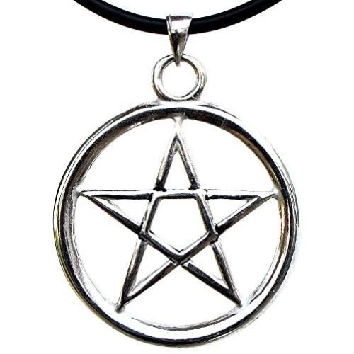 Big Silver Pentacle Pentagram Star Celtic Pagan Wicca Wiccan Jewelry Pewter Unisex Mens Pendant Necklace Wealth Money Fortune Lucky Charm Protection Amulet Safe Travel Talisman Witch Magic Medallion