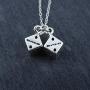 FashionJunkie4Life Sterling Silver Extra Small 3D Pair of Dice Charm Necklace, 18'' Cable Chain, Lucky Pendant Vegas Casino Jewelry