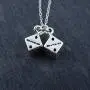 FashionJunkie4Life Sterling Silver Extra Small 3D Pair of Dice Charm Necklace, 18'' Cable Chain, Lucky Pendant Vegas Casino Jewelry
