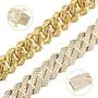 PY BLING Hip Hop Mens Full Iced Out 15mm 18K Gold/White Rose Gold Plated CZ Miami Cuban Link Chain Choker 18''-24'' Necklace or 8.5'' Bracelet