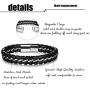 Thunaraz 4Pcs Stainless Steel Cuff Braided Leather Bracelets for Men Women Masculine Style Braided Link Wrist Band Cuff Bangle Bracelets,Mens Bracelet Jewelry Set