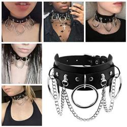 Women Girls Leather Choker Collar Necklace Vintage Gothic Punk Rock Rivet Necklace