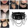 Women Girls Leather Choker Collar Necklace Vintage Gothic Punk Rock Rivet Necklace
