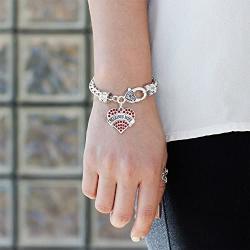 Inspired Silver - Silver Pave Heart Charm Bracelet with Cubic Zirconia Jewelry