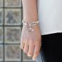 Inspired Silver - Silver Pave Heart Charm Bracelet with Cubic Zirconia Jewelry
