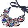HAHA&TOTO Bohemian Crystal Fabrics Handmade Torques Necklace for Women Gilrs Wedding Party Fashion Statement Crystal Necklace Collar Choker Pendant Jewelry