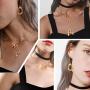 FOCALOOK Small Bamboo Initial Letter Pendant Necklace 18K Gold Plated Choker Necklaces for Women 14-16 Inch Adjustable
