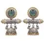 Aheli Traditional Dual Tone Fancy Designer Faux Stone Oxidized Jhumki Jhumka Earrings Indian Ethnic Boho Jewelry for Women