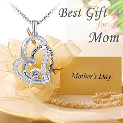 Distance Mother Daughter Necklace S925 Sterling Silver Heart Necklace for Daughter Mom Double Heart Necklaces Jewelry Gifts for Mom Daughter Wife Girls