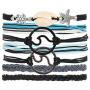 Sllrrka Bohemian Wave Shell Bracelet Set for Women Wax Coated Braided Rope Beach Jewelry