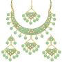 Aheli Ethnic Traditional Wedding Festive Wear Faux Kundan Floral Enamel Necklace with Maang Tikka Set Indian Bollywood Fashion Jewelry for Women Girls