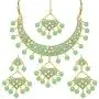 Aheli Ethnic Traditional Wedding Festive Wear Faux Kundan Floral Enamel Necklace with Maang Tikka Set Indian Bollywood Fashion Jewelry for Women Girls