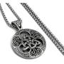 Elfasio Celtic knot Magic Both Sided Pendant Necklace Mens Stainless Steel Box Chain Jewelry(20-28inch)