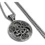 Elfasio Celtic knot Magic Both Sided Pendant Necklace Mens Stainless Steel Box Chain Jewelry(20-28inch)