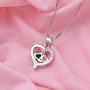 YINSHIFU Name Necklace Personalized Heart Necklace with 2 Birthstones, Customized 2 Names Pendant for Couples Valentines Day Gift