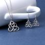 925 Sterling Silver Good Luck Vintage Irish Celtic Triquetra Knot Heart Pendant Necklace and Earrings Jewelry Set…