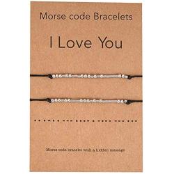 2Pcs Morse Code Bracelet for Women Morse Code Jewelry Gift for Her Inspirational Bracelet Gift for Girls Boys