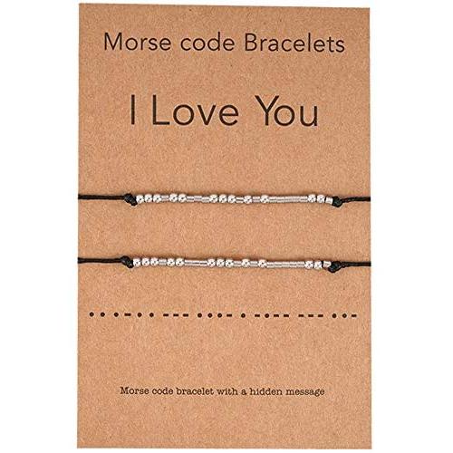 2Pcs Morse Code Bracelet for Women Morse Code Jewelry Gift for Her Inspirational Bracelet Gift for Girls Boys