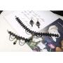 Udalyn Black Lace Gothic Lolita Jewelry Set for Women Lace Necklace with Bracelet and Earrings Set for Halloween Christmas Costume