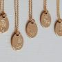 GUEMER 12 Birth Month Flower Pendant Necklace 18K Gold Plated Dainty Simple Month Birth Floral Disc Pendant Engrave Coin Necklace Minimalist Delicate Custom Personalized Jewelry Mom Daughter BFF Gift