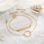 Turandoss Dainty Layered Bracelets for Women, 14K Gold Filled Adjustable Layering Bracelet Cute Evil Eye Bar Pearl Gold Layered Chain Bracelets for Women Jewelry