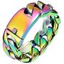ROWIN&CO Super Large 32mm Mens Bracelets Rainbow Multicolor Heavy 316L Stainless Steel Huge Punk Wrist Chain & Curb Cuban Chain Bangles Men Jewelry, 9.5 inch