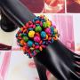 JOYID Multi-Colored Wooden Beads Stretch Bracelet Bohemian Jewelry for Women Girls Children