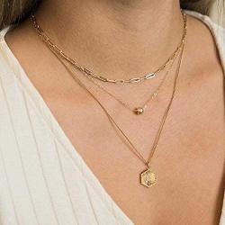 IEFRICH Gold Initial Pendant Necklaces for Women, 14K Gold Plated Dainty Cubic Zirconia Hexagon Initial Pendant Necklace for Women Teen Girls Jewelry Gifts