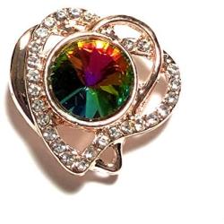 My Prime Gifts Snap Jewelry Rose Gold Double Heart Rainbow Rhinestone fits 18-20mm Standard Ginger Style Charms Accessories