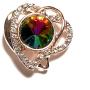 My Prime Gifts Snap Jewelry Rose Gold Double Heart Rainbow Rhinestone fits 18-20mm Standard Ginger Style Charms Accessories