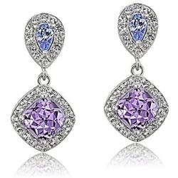 Sterling Silver Amethyst Tanzanite and White Topaz Dangle Earrings