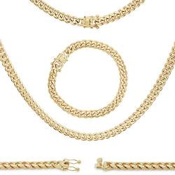 BEBERLINI Cuban Link Chain 14K Gold Plated Curb Necklace 30'' Bracelet 9.5'' Stainless Steel Fashion Jewelry for Men 6 mm - 18 mm