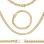 BEBERLINI Cuban Link Chain 14K Gold Plated Curb Necklace 30'' Bracelet 9.5'' Stainless Steel Fashion Jewelry for Men 6 mm - 18 mm