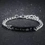 MMTTAO 2Pcs Couple Bracelet for His and Her Matching Sets Cubic Zirconia Titanium Stainless Steel Friendship Relationship Personalized Distance Chain Bracelet for Women Men Lover Promise Jewelry Gifts
